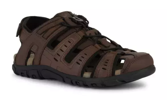 Сандалии Geox "UOMO SANDAL STRADA C", летняя обувь, обувь на липучке, уличные сандалии, с кожаной стелькой, черный