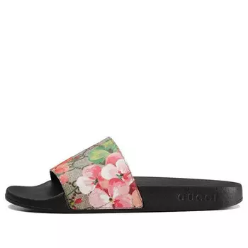 Сандалии gg supreme slide 'blooms' Gucci, бежевый