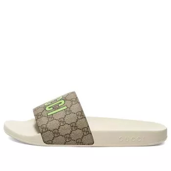 Сандалии gg supreme slide x pablo delcielo 'strawberry' Gucci, бежевый