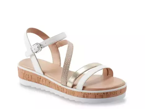 Сандалии Gibsy Wedge Marc Fisher, White/Gold Metallic