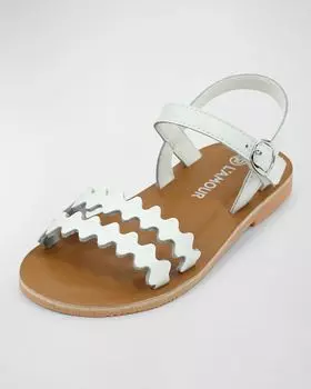 Сандалии Girl's Eden с зубцами, для малышей/малышей/детей L'Amour Shoes, цвет White