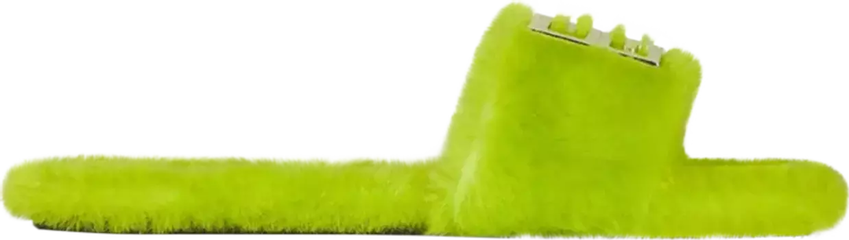 Сандалии Givenchy Flat Mule 4G - Citrus Green Shearling, зеленый