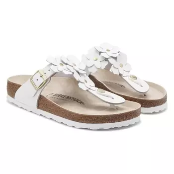 Сандалии Gizeh flowers footbed Birkenstock, white leather