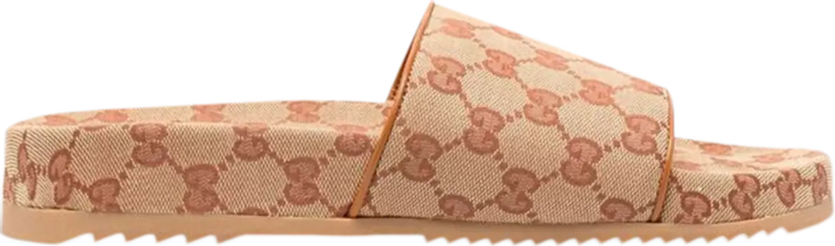 Сандалии Gucci GG Canvas Slide Sandal Cognac Monogram, коричневый