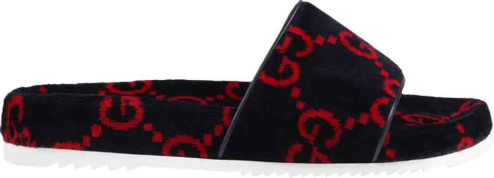 Сандалии Gucci GG Terry Cloth Slide Blue Red, синий