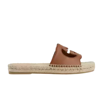 Сандалии Gucci Interlocking G Cut-Out Espadrille Sandal Brown, коричневый