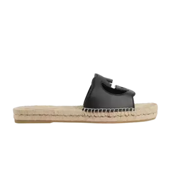 Сандалии Gucci Interlocking G Cut-Out Espadrille Sandal Black, черный