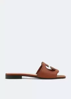 Сандалии GUCCI Interlocking G cut-out slide sandals, коричневый