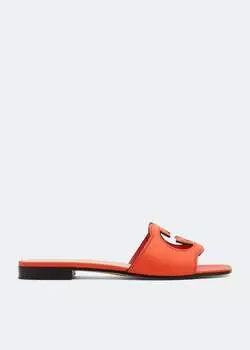 Сандалии GUCCI Interlocking G cut-out slide sandals, оранжевый
