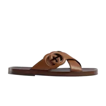 Сандалии Gucci Interlocking G Slide Sandal Brown, коричневый