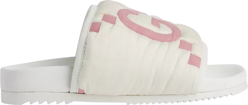 Сандалии Gucci Wmns Maxi GG Slide Sandal White Pink Matelass, белый