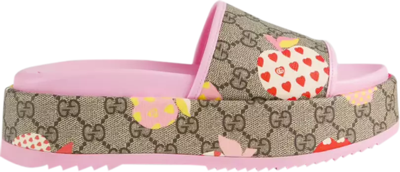 Сандалии Gucci Wmns Rubber GG Slide Les Pommes, коричневый