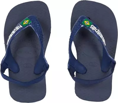 Сандалии Havaianas Brazil Logo Flip Flop Sandal, цвет Navy Blue/Citrus Yellow