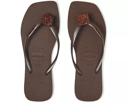 Сандалии Havaianas Slim Crystal Square Elegance Sandals, темно-корчневый