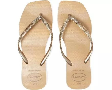 Сандалии Havaianas Slim Square Glitter Party, цвет Golden