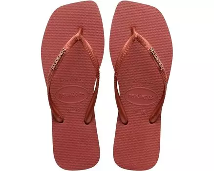Сандалии Havaianas Slim Square Logo Metallic Flip-Flop, цвет Mahogany