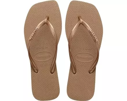 Сандалии Havaianas Slim Square Logo Metallic Flip-Flop, цвет Rose Gold/Rose Gold