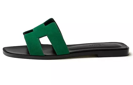 Сандалии Herms Oran Vert Electrique, зеленый / черный