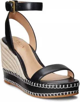 Сандалии Hilarie Burnished Leather Espadrille LAUREN Ralph Lauren, черный