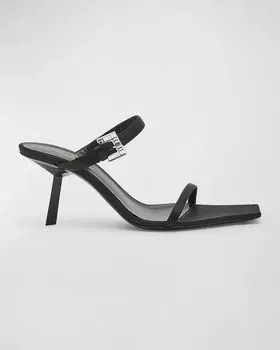 Сандалии Hope с ремешком на пятке и пряжкой из кристаллов Saint Laurent, цвет Black