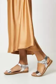 Сандалии Idalia Comfort на плоской подошве с ремешком на щиколотке Oasis, серебро