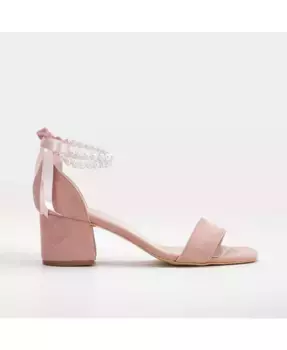 Сандалии Illy Low Block Heel с жемчугом Forever & Always Shoes, розовый