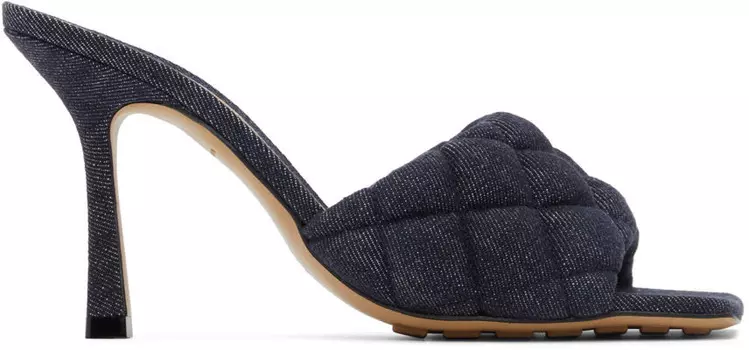 Сандалии индиго на каблуке с подкладкой Bottega Veneta
