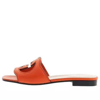 Сандалии interlocking g cut-out slide sandal 'orange leather' Gucci, оранжевый