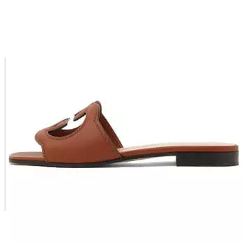 Сандалии interlocking g cut-out slide sandal 'brown leather' Gucci, коричневый