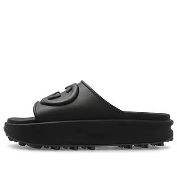 Сандалии interlocking g slide sandal 'black rubber' Gucci, черный