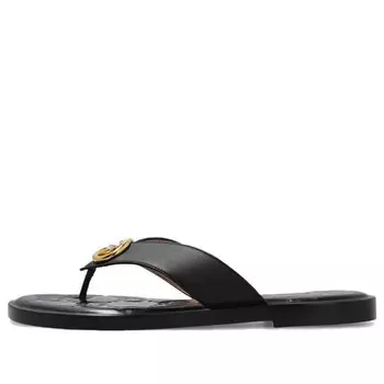 Сандалии interlocking g thong sandal 'black leather' Gucci, черный
