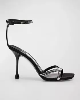 Сандалии Ixia с заклепками и ремешком на щиколотке Jimmy Choo, цвет Black/Crystal