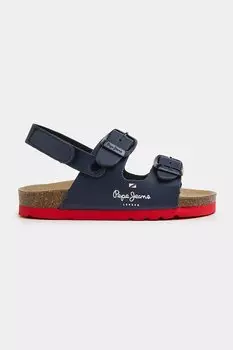 Сандалии из экокожи и пряжками Pepe Jeans London, синий