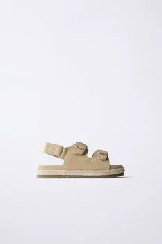 Сандалии из джута и кожи ZARA, цвет Sand Brown