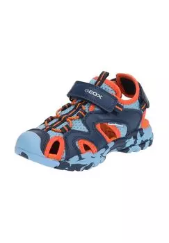 Сандалии из искусственной кожи и сетки GEOX, цвет Blau Orange