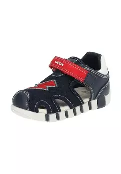 Сандалии из искусственной кожи и сетки GEOX, цвет Navy/rot