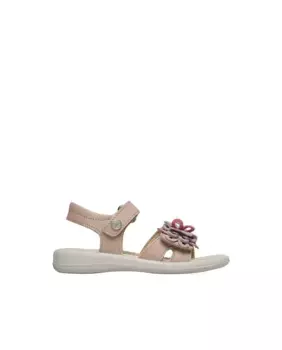 Сандалии из кожи для девочек с аппликацией из цветов Naturino, розовый
