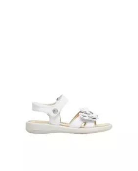 Сандалии из кожи для девочек с аппликацией из цветов Naturino, белый
