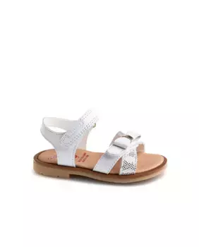 Сандалии из кожи для девочек с застежкой-липучкой Pablosky, белый