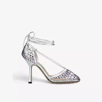 Сандалии из кожи и сетки со стразами Bottega Veneta, цвет other