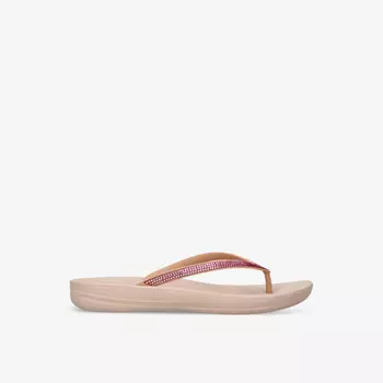 Сандалии из кожи Iqushion, украшенные стразами Fitflop, бежевый