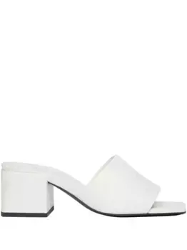 Сандалии из кожи на блочном каблуке высотой 55 мм Courrges, белый