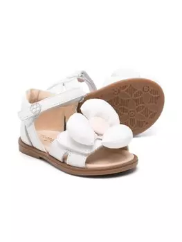 Сандалии из кожи с цветочной аппликацией Florens, белый