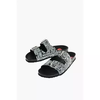 Сандалии из кожи с принтом LOVE Moschino, Black and White