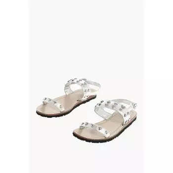 Сандалии из кожи с заклепками LOVE Moschino, Silver