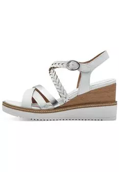 Сандалии из кожи/синтетики Tamaris, серебро