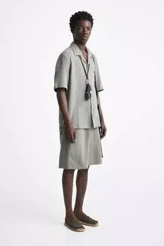 Сандалии из кожи Zara, хаки зеленый