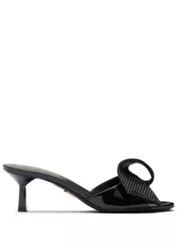 Сандалии из лакированной кожи с бантом Prada, черный