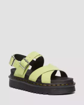 Сандалии из лакированной кожи с потертостями Dr. Martens Voss II, цвет Lime Green — Distressed Patent