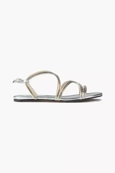 Сандалии из металлизированной кожи с никелевой цепочкой JIMMY CHOO, серебряный